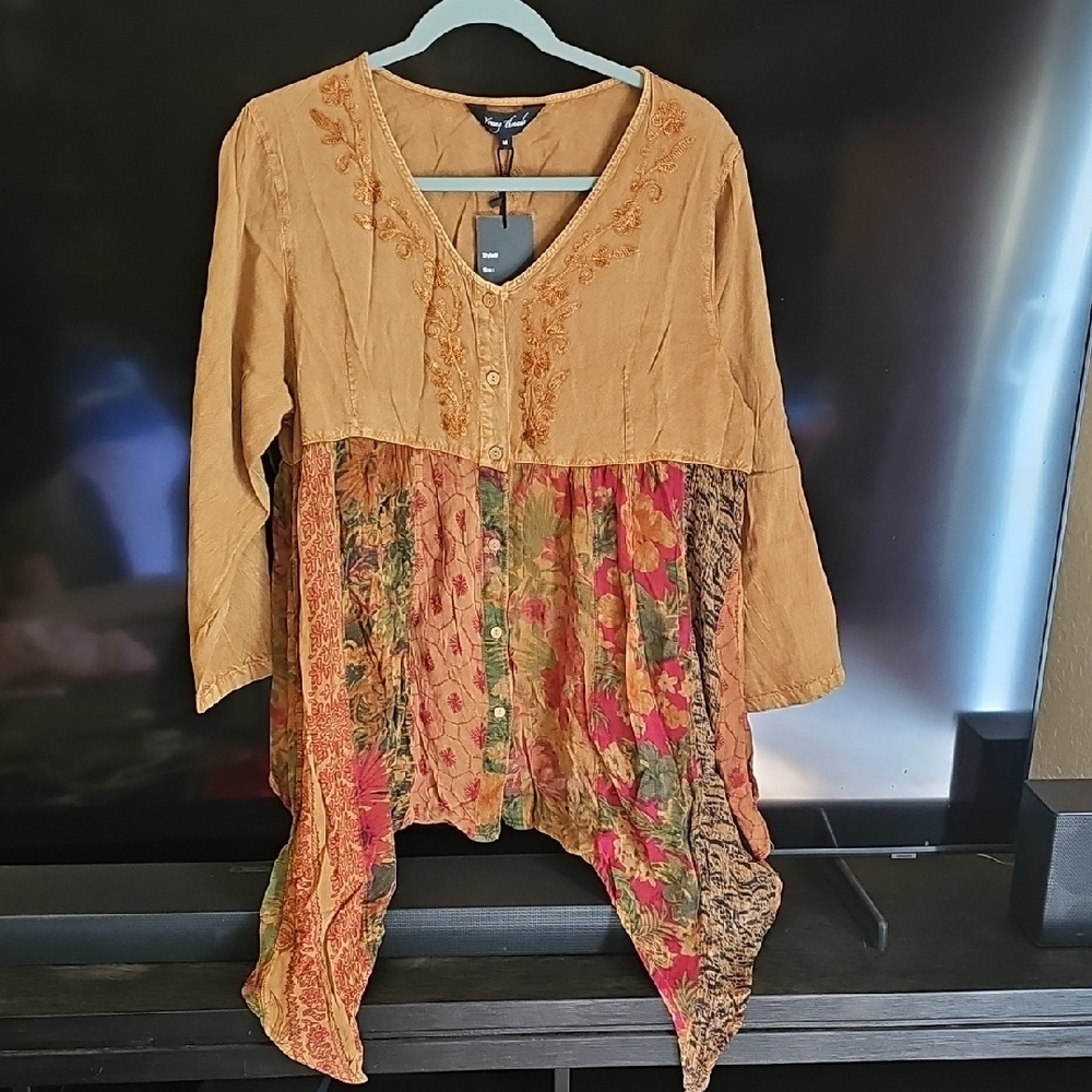 Bohemian Floral Button-Up Blouse